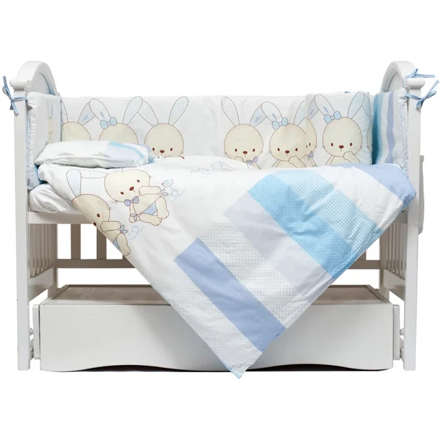 Постільний комплект 7 ел Twins Dolce Друзі зайчики 4060-D7-003, blue